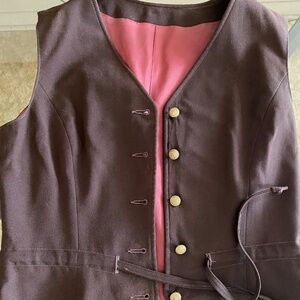 Brown skirt suit with vest